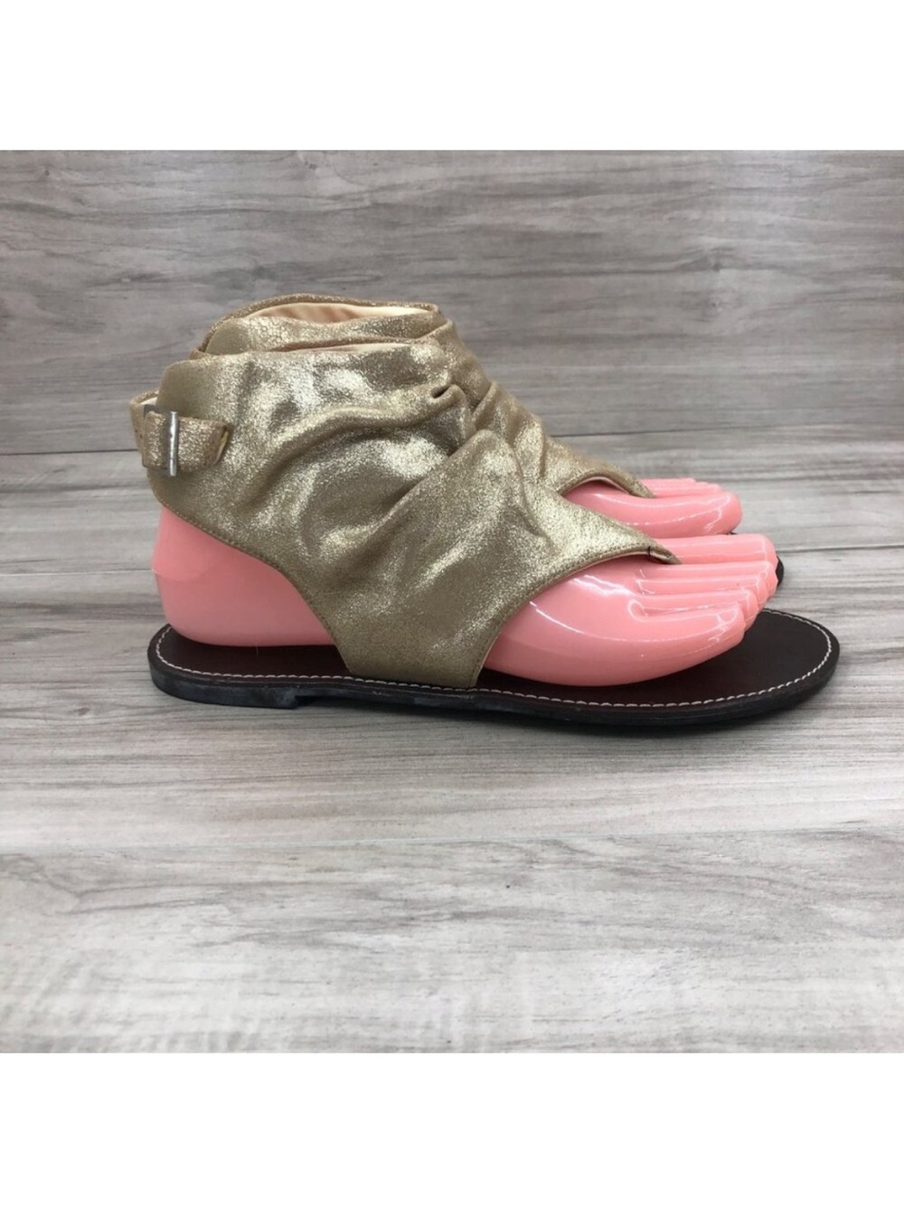Nordstrom Sandals Women's 5 Shimmer Copper Gold Leather Thong Slouch Flat Shoes